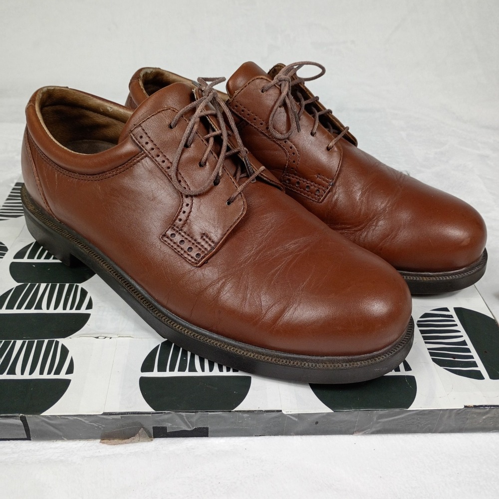 Florsheim Comfortech Mens Brown Leather Derby Shoes Lace Up Oxford‎ 10W Tan